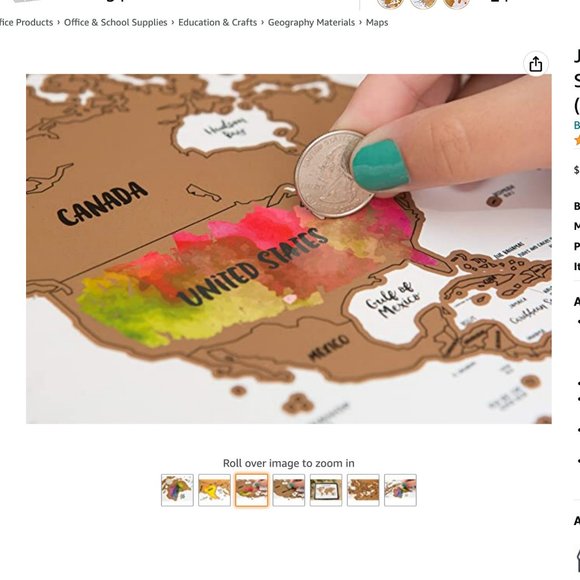 JetsetterMaps "It's a Beautiful World-Scratch Your Travels" - World Map 30x20" - Picture 3 of 8